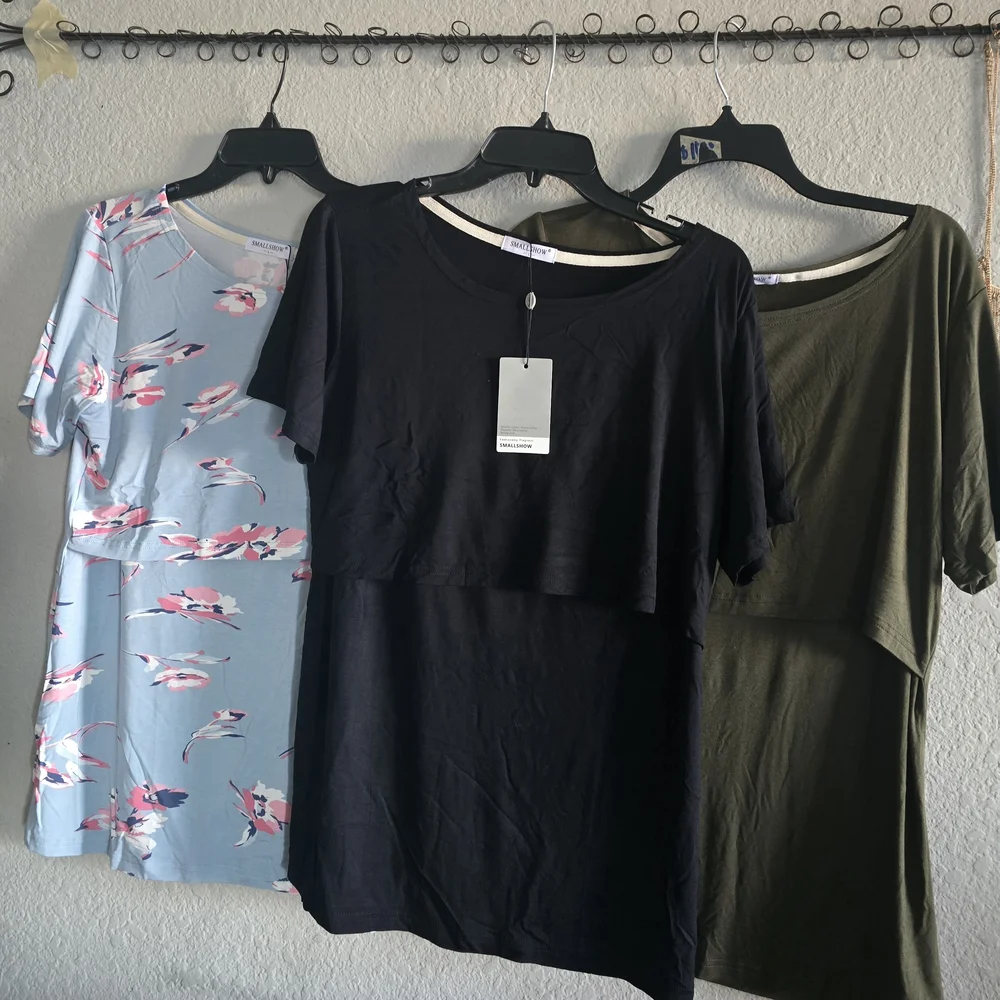 Stylish Floral, Black, and Olive Green Women's Maternity  Tees - Picture 3 of 5